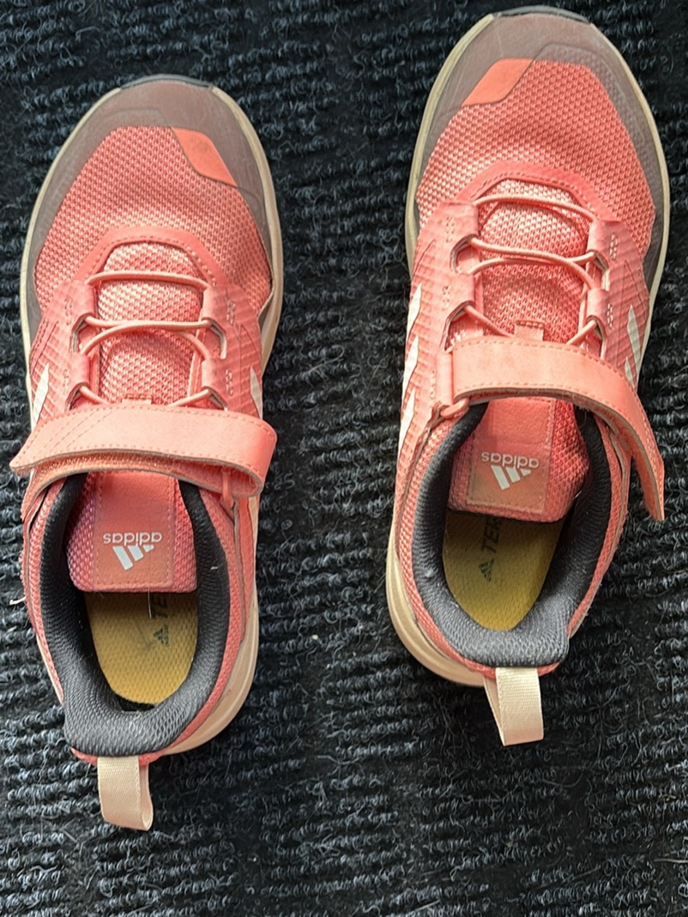adidas Kids Coral/Pink Hiking Sneakers with Hook-and-Loop Strap